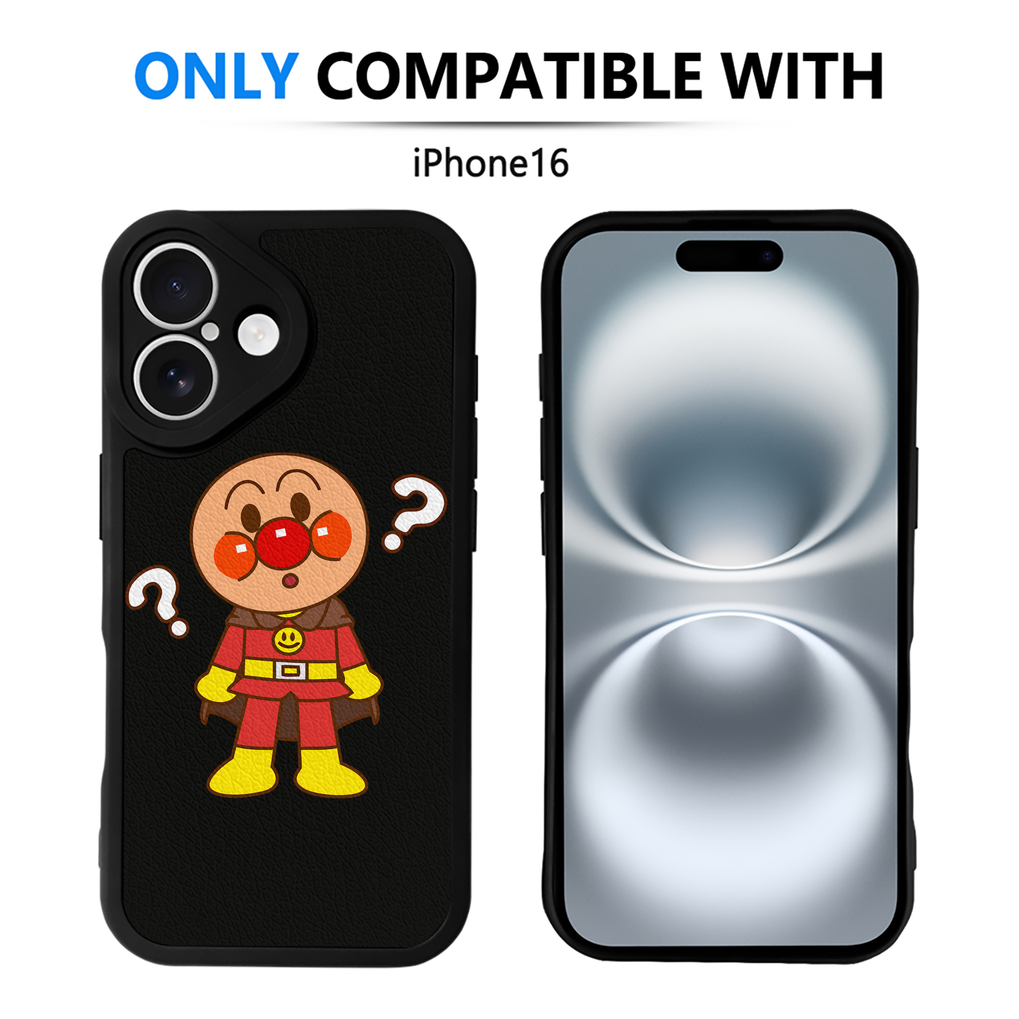 （画像用） アンパンマン Anpanman 【iPhone 16シリーズ対応】シリコンスマホケース（レザー調） 材質：シリコン